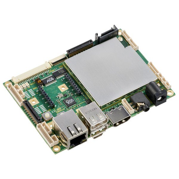 Digi ConnectCore® 6+ SBC - 이더넷과 USB 포트가 보이는 보드 비스듬한 모습