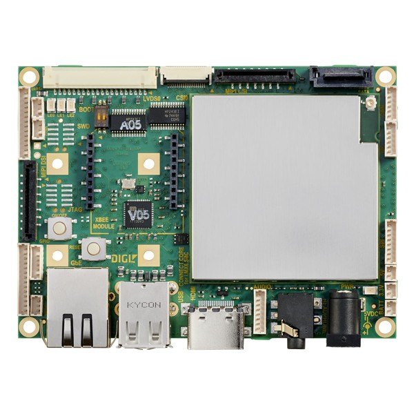 Digi ConnectCore® 6+ SBC - 위에서 본 보드의 커넥터와 방열 실드 배치