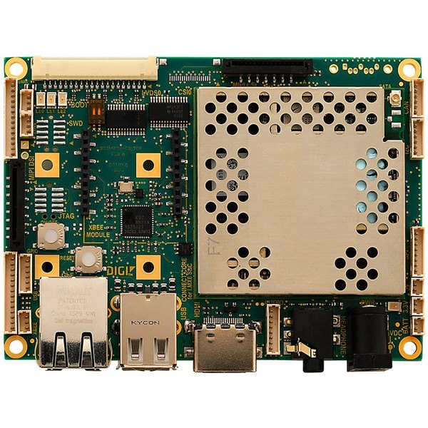 Digi ConnectCore® 6 SBC - 위에서 본 보드의 커넥터와 방열 실드 배치