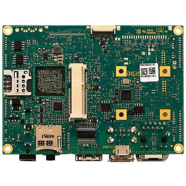 Digi ConnectCore® 6 SBC - 보드 뒷면의 SD 슬롯과 커넥터 모습