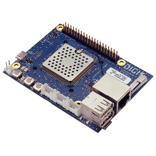 Digi ConnectCore® 6UL SBC Express - 방열 실드와 이더넷 포트가 보이는 소형 보드 모습