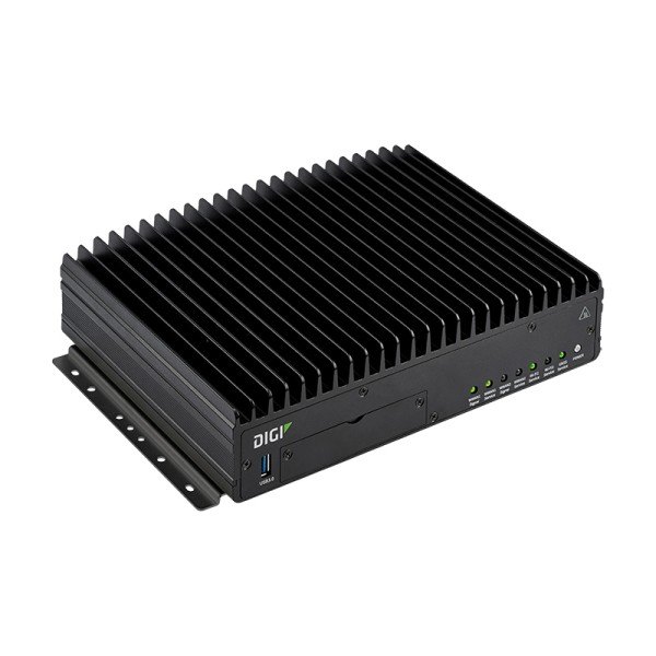 DIGI TX64 - 방열 핀이 있는 블랙 알루미늄 셀룰러 라우터 전체 외형