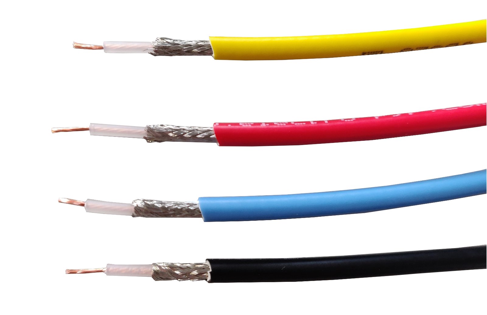 ELECTRO-PJP 7250-50Ω - 겉피복과 차폐층을 벗겨 낸 색상별 동축 케이블
