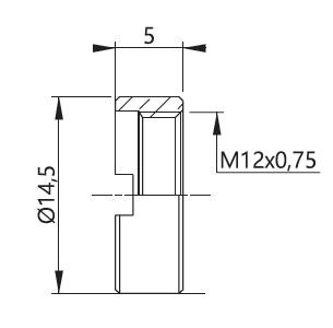 ELECTRO-PJP E12X0.75 - M12 둥근 너트의 단면 치수도