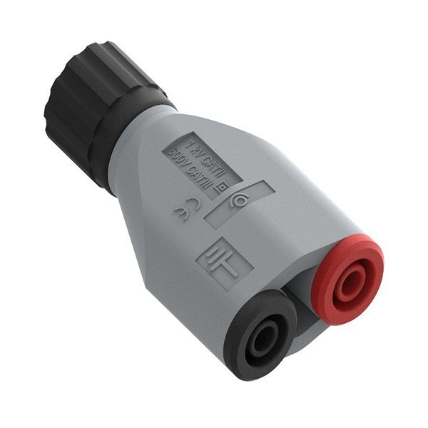 ELECTRO-PJP BNC4X10 - 4mm 바나나 잭 쪽에서 본 회색 감쇠기 외형