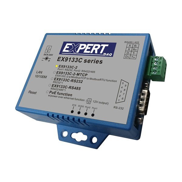 EXPERT DAQ EX9133C-2 - 시리얼 포트가 보이는 이더넷 컨버터 외형