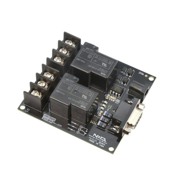 NCD PR60-62_R220HPRS - 단자대와 릴레이가 보이는 2채널 고전력 기판 측면