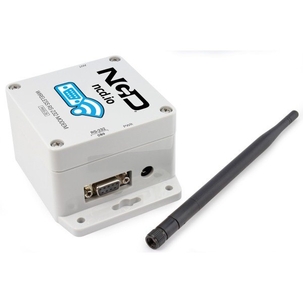 NCD PR55-28 - RS232 포트와 전원 잭이 보이는 모뎀 측면 모습