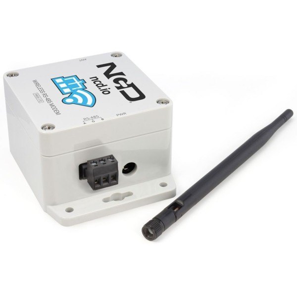 NCD PR55-17C - RS485 단자대와 전원 잭이 보이는 모뎀 측면