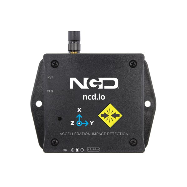 NCD PR49-24K - 축 방향과 충격 감지 마크가 보이는 센서 정면 모습
