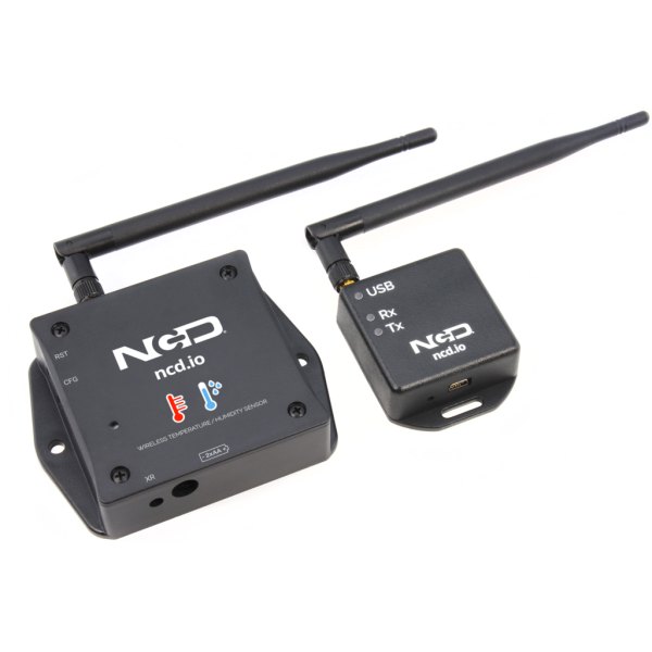 NCD PR49-24A - 센서 본체와 USB 무선 모뎀이 함께 놓인 모습