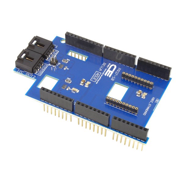 NK TECHNOLOGIES PR37-10 - I2C 커넥터와 핀 헤더가 있는 듀얼 실드 기판 모습
