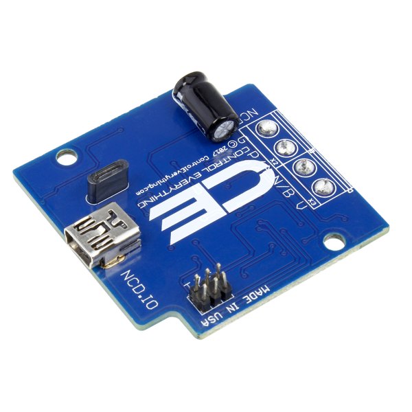 NCD PR49-4 - 미니 USB 포트와 핀 헤더가 있는 기판 뒷면 모습