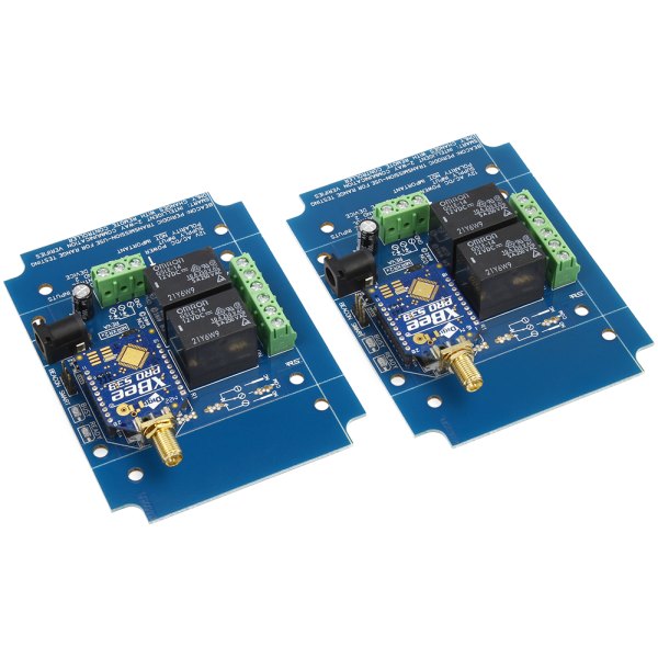 NCD MirXR2x_KIT - 안테나 모듈이 장착된 2채널 릴레이 보드 2개 모습
