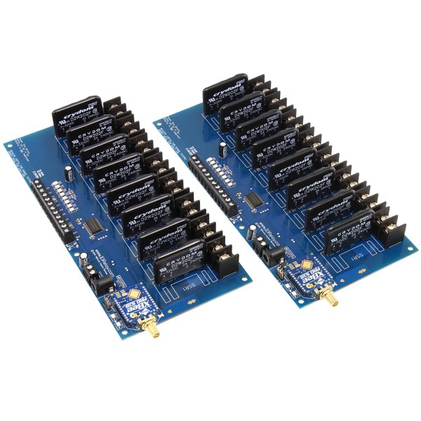 NCD MirXSSR8x_KIT - 솔리드 스테이트 릴레이 8개가 배열된 보드 2개 모습