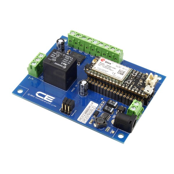 NCD 1 채널 범용 SPDT 릴레이 실드 + 7 GPIO (IoT 인터페이스 포함) - 위에서 본 릴레이 실드와 단자대 배열 모습