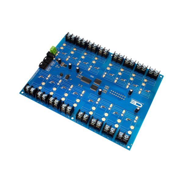 NCD I2C 인터페이스가있는 16 채널 솔리드 스테이트 릴레이 컨트롤러 - 단자대가 줄지어 배열된 16채널 릴레이 컨트롤러 기판