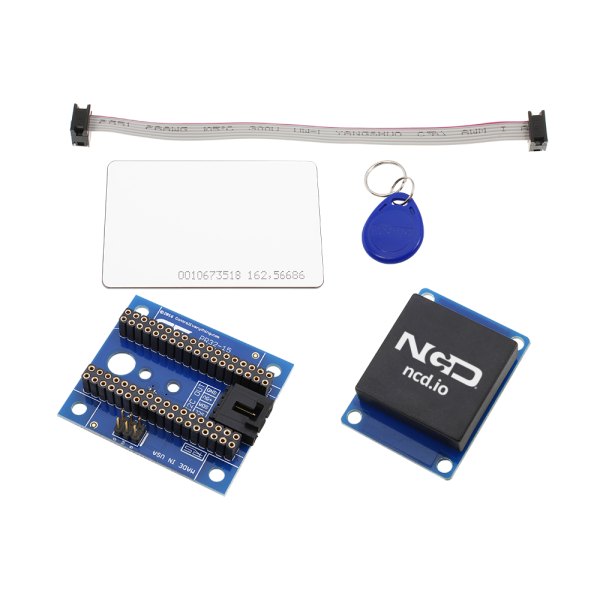 NCD PR32-15 - 어댑터 보드, RFID 리더, 카드, 키 태그와 리본 케이블