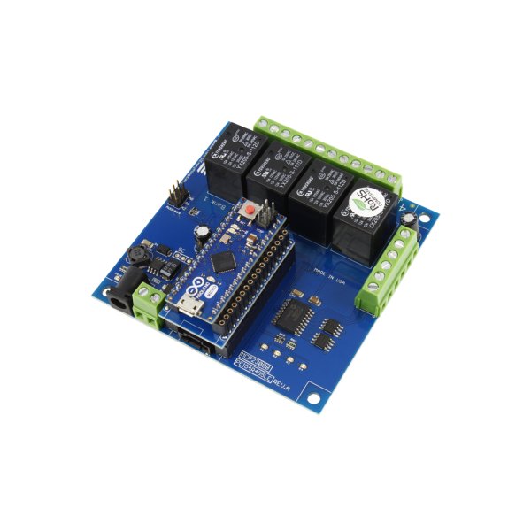 NCD 4 채널 범용 SPDT 릴레이 실드 + 4 GPIO (IoT 인터페이스 포함) - 소형 컨트롤러 모듈이 장착된 4채널 릴레이 보드