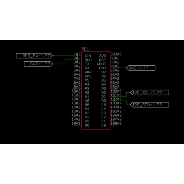 NCD PR16-42 - 모듈 핀과 전원, I2C 신호선의 연결 배선도