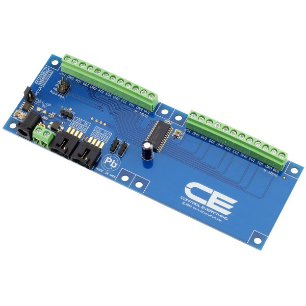 NCD MCP23017 I2C 인터페이스가있는 16 채널 GPIO 디지털 입력 출력 - 단자대와 전원 잭, 커넥터가 실장된 입출력 보드