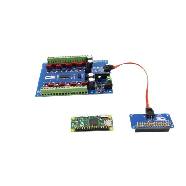 NCD MCP23017 IoT 인터페이스가있는 16 채널 8W 12V FET 솔레노이드 드라이버 밸브 컨트롤러 - 드라이버 보드를 케이블로 라즈베리 파이 제로 어댑터에 연결한 모습