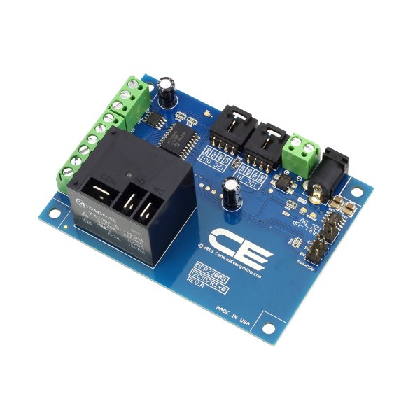 NCD 1 채널 고전력 릴레이 컨트롤러 + 7 GPIO (I2C 인터페이스 포함) - 릴레이와 녹색 단자대가 보이는 컨트롤러 기판 모습