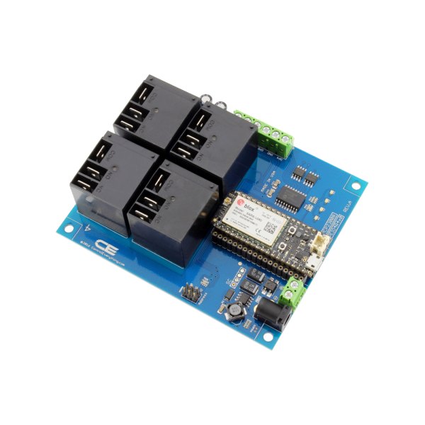 NCD 4 채널 고전력 릴레이 컨트롤러 실드 + 4 GPIO (IoT 인터페이스 포함) - 무선 모듈과 릴레이를 장착한 컨트롤러 실드 모습