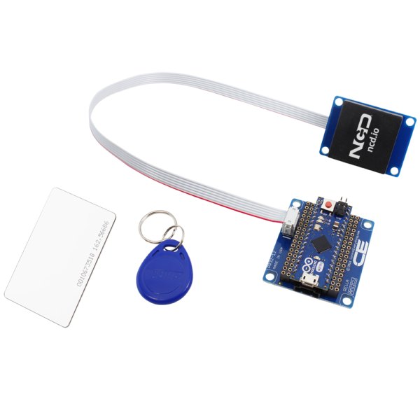 NCD PR32-12 - RFID 리더와 카드, 키 태그를 케이블로 구성한 모습