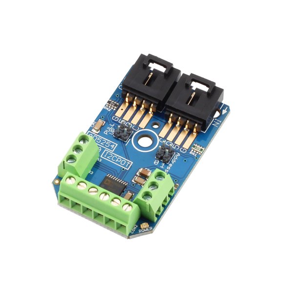 NCD Analog Devices AD5254 디지털 포텐쇼미터 4 채널 256- 위치 I2C 미니 모듈 - 단자대와 I2C 커넥터를 다른 각도에서 본 모듈