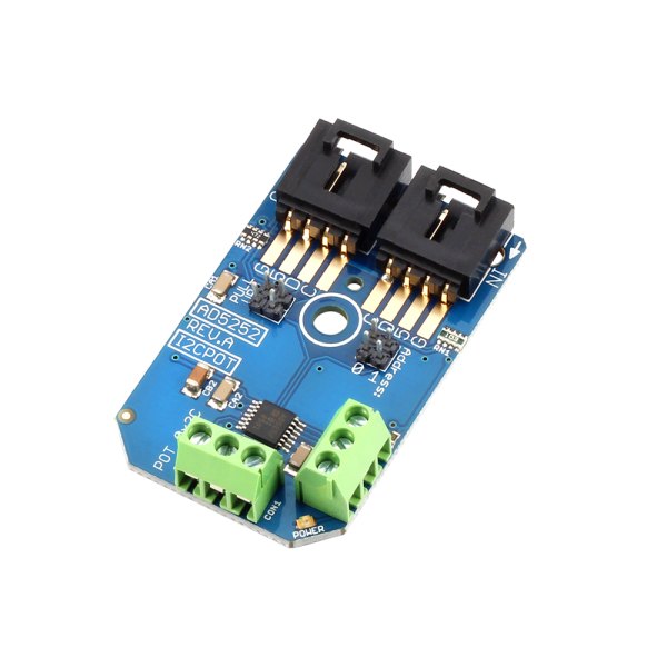 NCD Analog Devices AD5252 디지털 포텐쇼미터 2 채널 256- 위치 I2C 미니 모듈 - 녹색 단자대 두 개가 보이는 디지털 포텐쇼미터 모듈