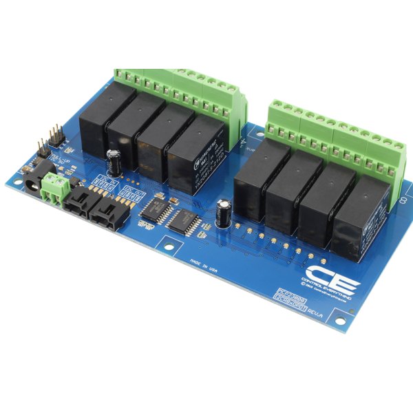 NCD I2C 인터페이스가있는 8 채널 DPDT 신호 릴레이 컨트롤러 - 릴레이 8개와 녹색 단자대가 있는 신호 릴레이 컨트롤러