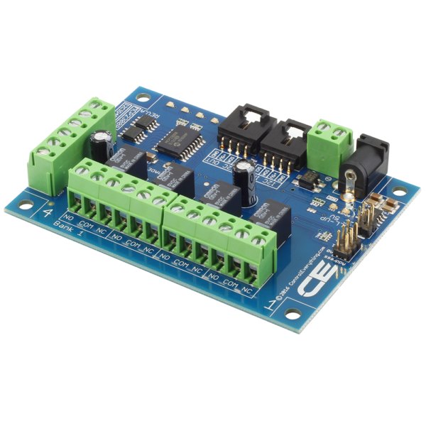 NCD 4 채널 1Amp SPDT 신호 릴레이 컨트롤러 + 4 GPIO (I2C 인터페이스 포함) - 양쪽에 단자대가 늘어선 릴레이 컨트롤러 기판