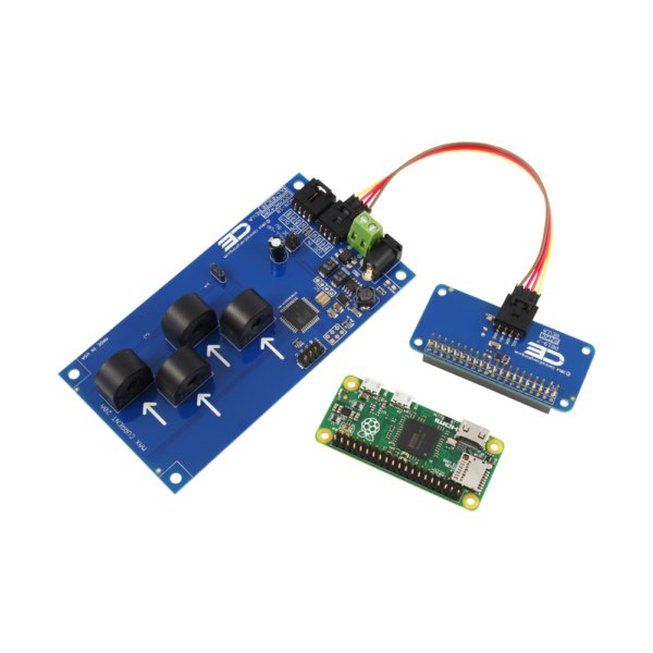NCD I2C 인터페이스가있는 4 채널 온보드 95 % 정확도 20A AC 전류 모니터 - 전류 센서 기판에 라즈베리 파이 제로를 연결한 모습