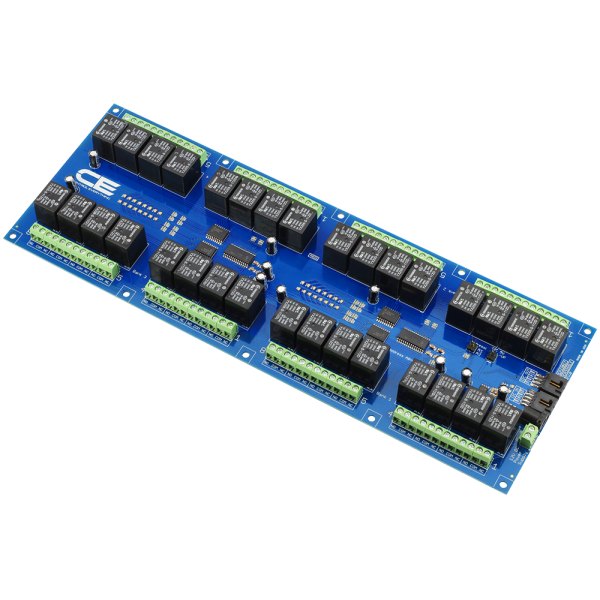 NCD I2C 인터페이스가있는 32 채널 범용 SPDT 릴레이 컨트롤러 - 릴레이 32개가 배열된 컨트롤러 기판 전체 모습