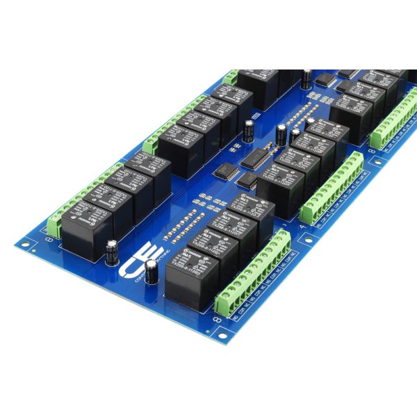 NCD I2C 인터페이스가있는 32 채널 범용 SPDT 릴레이 컨트롤러 - 릴레이 컨트롤러 기판 중앙의 로고 부분을 확대한 모습