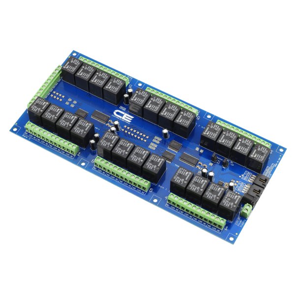 NCD 24 채널 범용 SPDT 릴레이 컨트롤러 + I2C 인터페이스가있는 GPIO 8 개 - 24채널 릴레이가 배열된 컨트롤러 기판 전체 모습