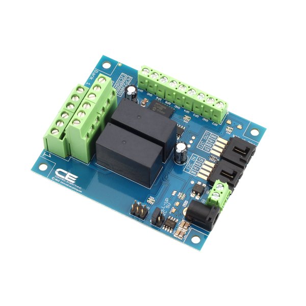 NCD 2 채널 DPDT 신호 릴레이 컨트롤러 + I2C 인터페이스가있는 GPIO 6 개 - 대형 릴레이와 단자대가 보이는 기판 측면
