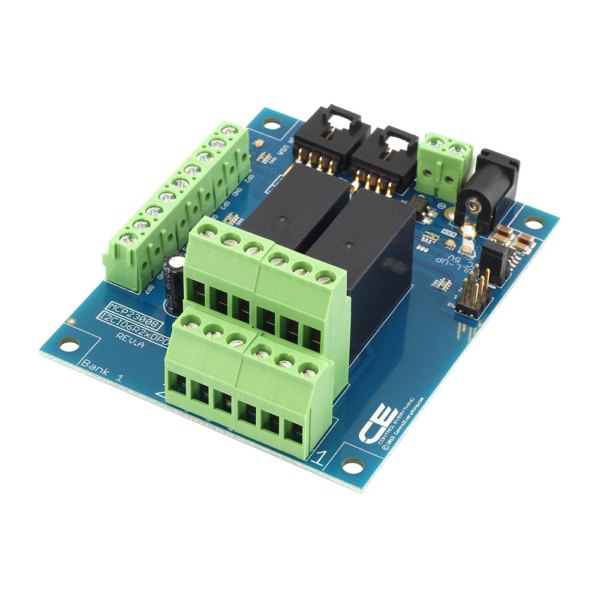 NCD 2 채널 DPDT 신호 릴레이 컨트롤러 + I2C 인터페이스가있는 GPIO 6 개 - 2열 단자대가 크게 보이는 릴레이 기판 정면