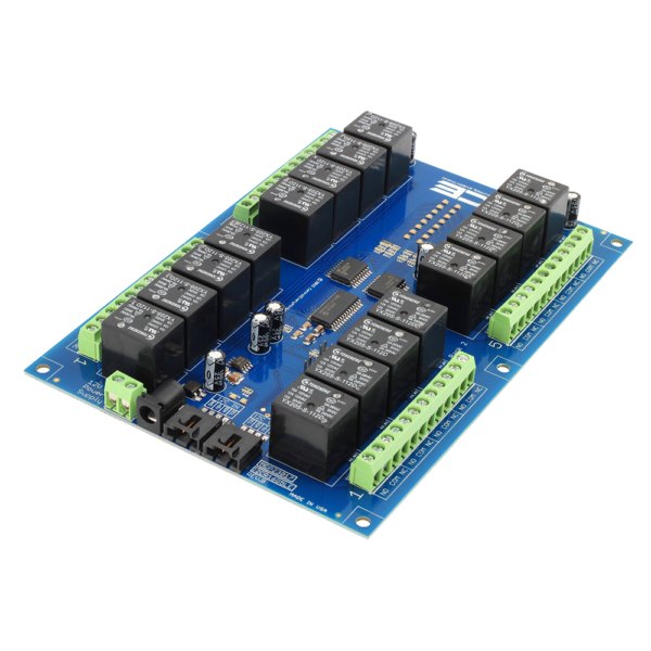 NCD I2C 인터페이스가있는 16 채널 범용 SPDT 릴레이 컨트롤러 - 릴레이가 양쪽으로 배열된 16채널 릴레이 기판