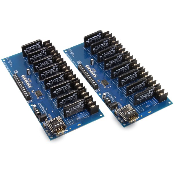 NCD MirXSSR8x_ZRS_KIT - 반도체 릴레이가 늘어선 송신기와 수신기 기판