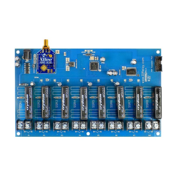 NCD MirW 접점 폐쇄 다중 지점 간 8 채널 솔리드 스테이트 2 마일 범위 - 무선 모듈과 솔리드 스테이트 릴레이 8개가 장착된 파란 보드