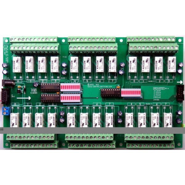 NCD PR60-55_XR241DPDT - 흰색 신호 릴레이가 배열된 24채널 확장 기판