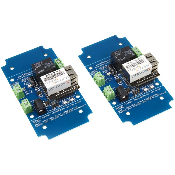 NCD MirXR1x_MXNET_KIT - 이더넷 포트와 1채널 릴레이가 보이는 파란색 기판
