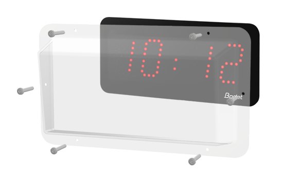 BODET Style 5 - 벽 고정용 브래킷과 분리된 LED 시계 외형