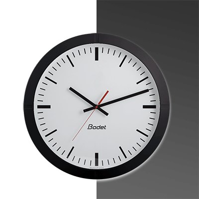 BODET Profil 940I - 검은색 테두리에 흰 문자판을 가진 아날로그 벽시계