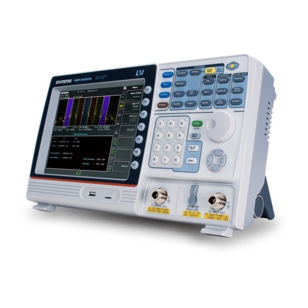 GWINSTEK GSP-9300B - 스탠드를 세운 스펙트럼 분석기 사선 모습