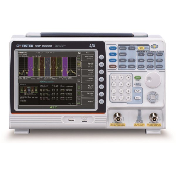 GWINSTEK GSP-9300B - 스펙트럼 화면과 키패드가 있는 분석기 정면
