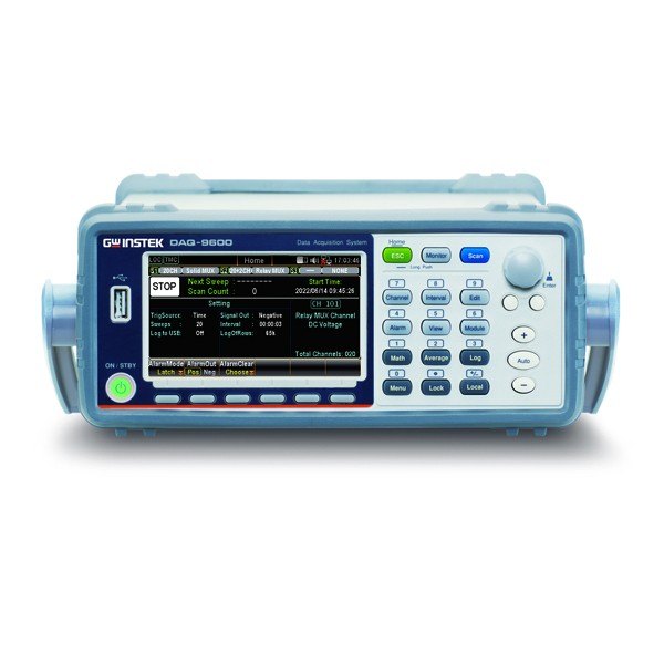 GWINSTEK DAQ-9600 - 컬러 표시창과 키패드가 있는 데이터 수집기 전면