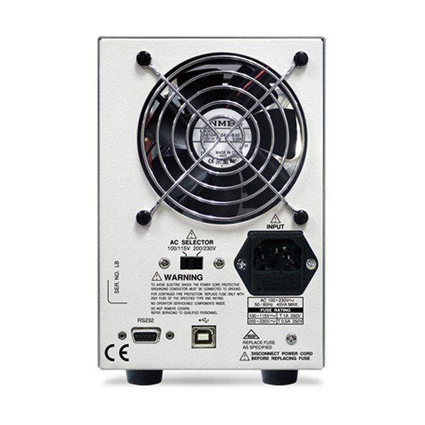 GWINSTEK PEL-500 - 냉각 팬과 전원 입력부가 있는 전자부하 후면